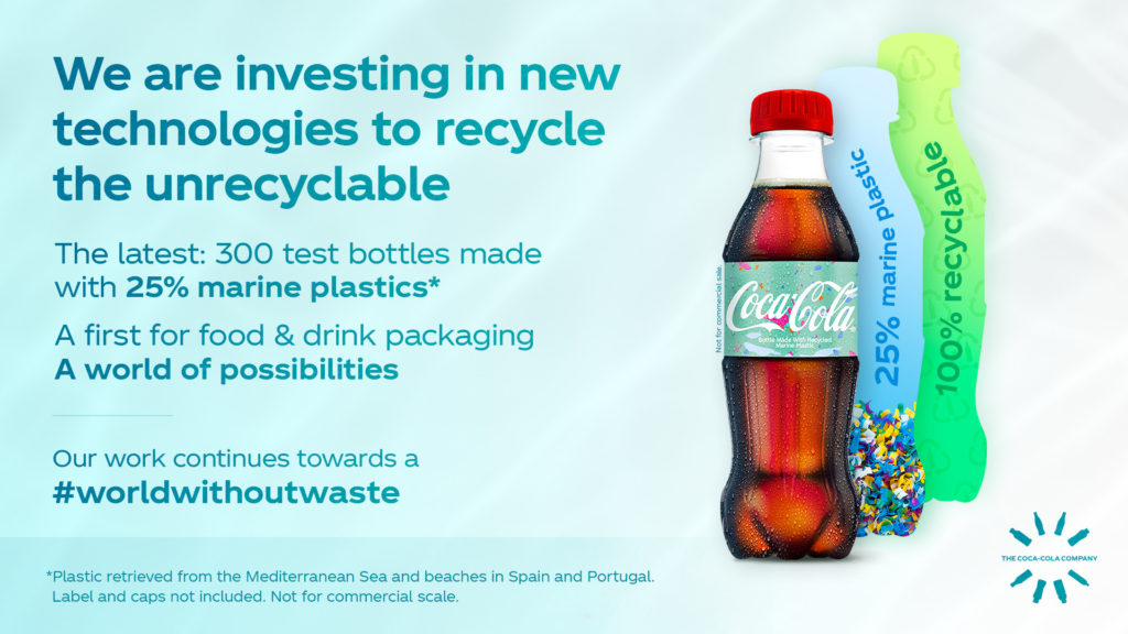 Breakthrough technology takes plastic from the ocean and uses it in a Coca-Cola bottle