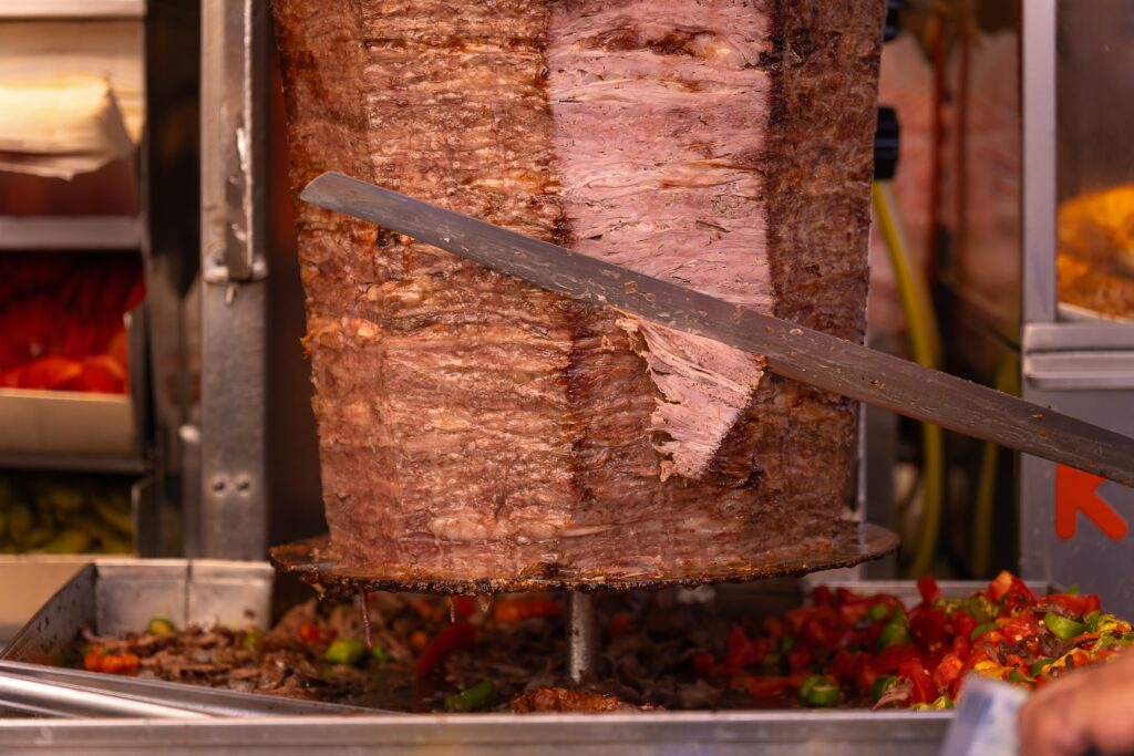 Kebab shop meat sliced