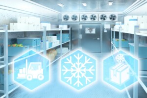 Cold storage room with fresh produce