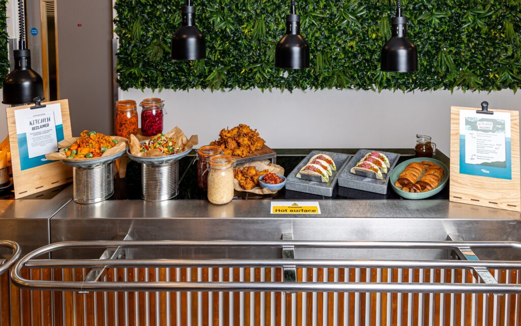 Industrial food waste upcycling process transforming surplus ingredients into valuable food products