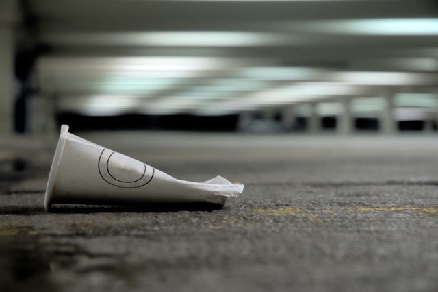 paper cup crushed